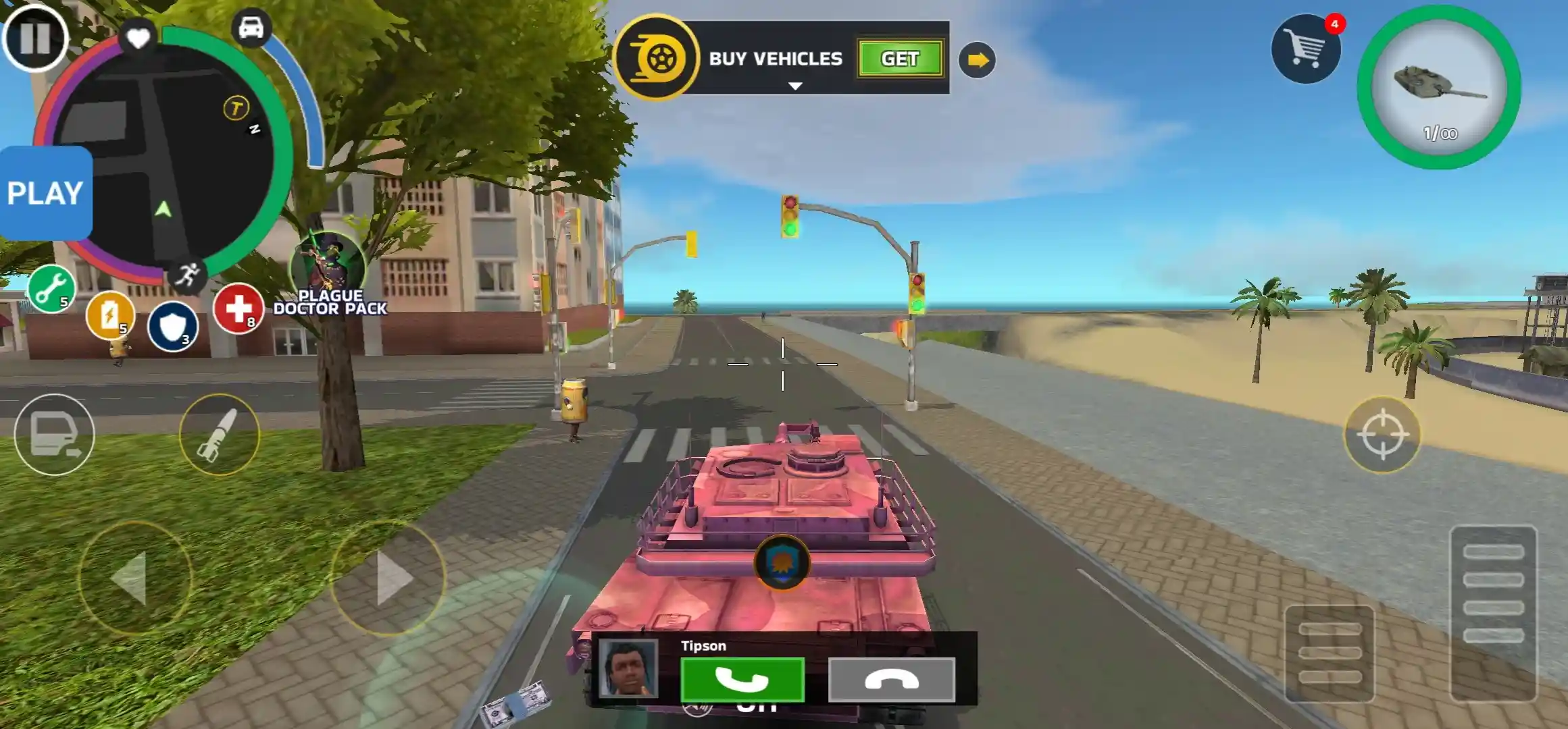 Driving Tank In Rope Hero 2 Mod Apk