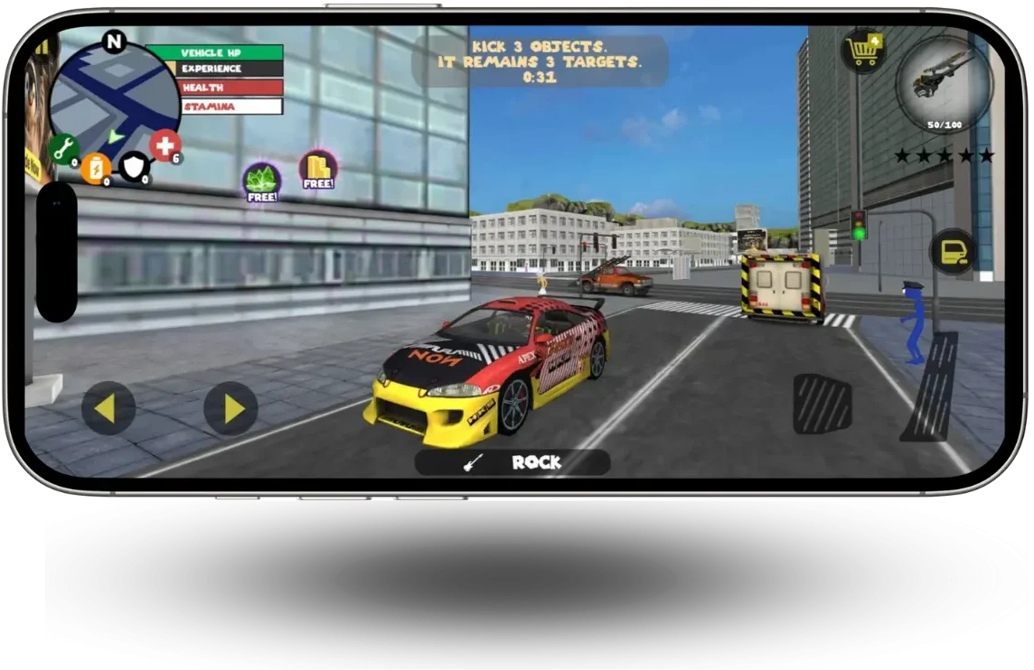 Download Stickman Rope Hero Mod Apk (unlimited money & gems) 2025 6 Driving car in stickman rope hero mod apk