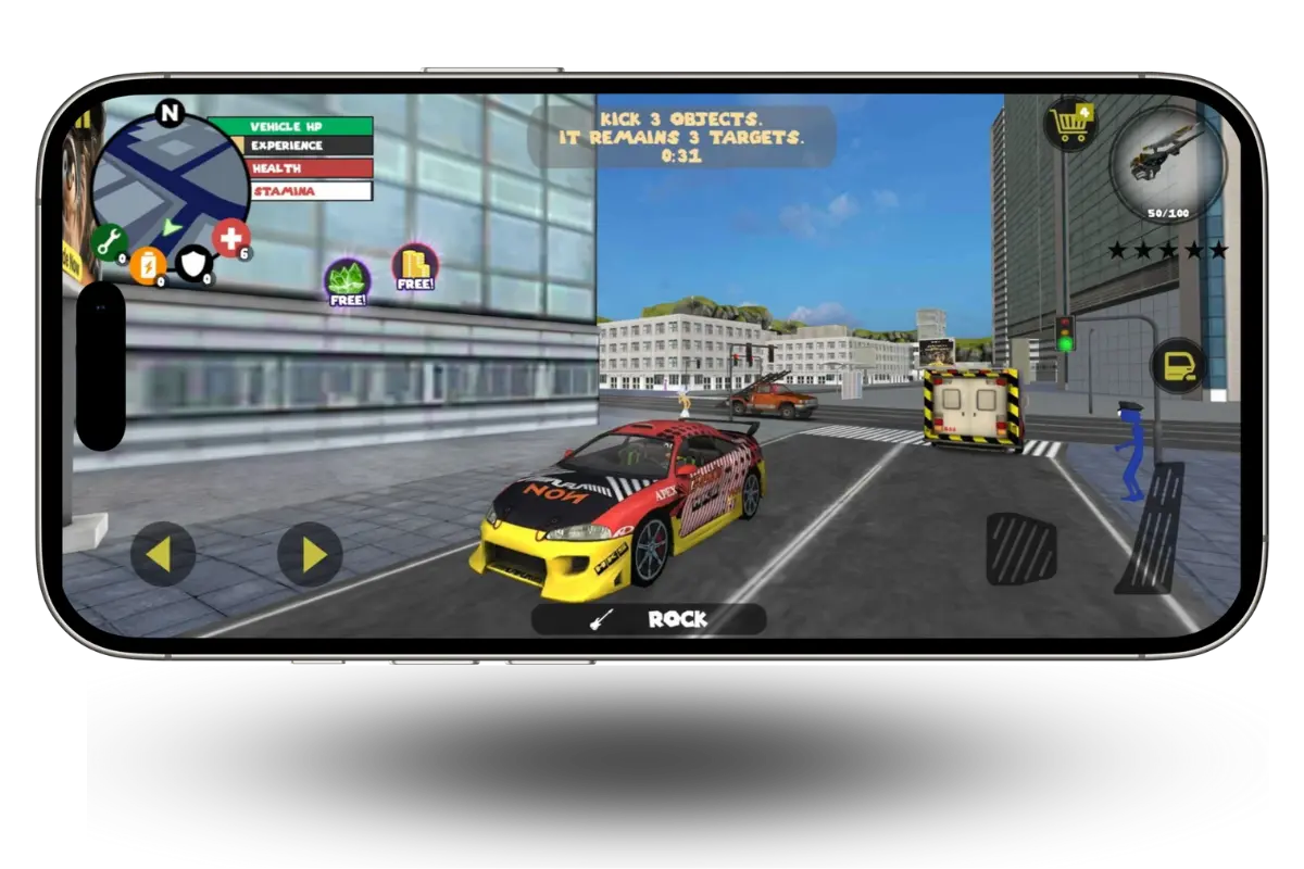 Download Stickman Rope Hero Mod Apk (unlimited money & gems) 2025 9 Driving car in stickman rope hero mod apk