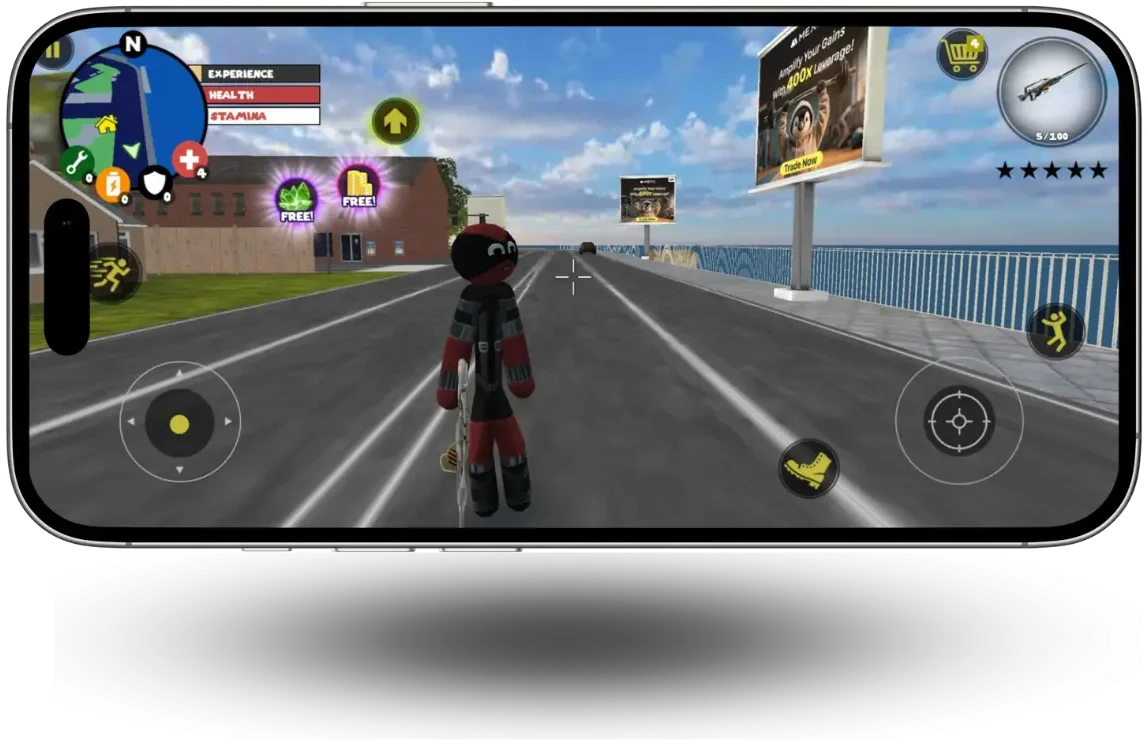 Download Stickman Rope Hero Mod Apk (unlimited money & gems) 2025 7 stickman roaming the in streets of stickman rope hero