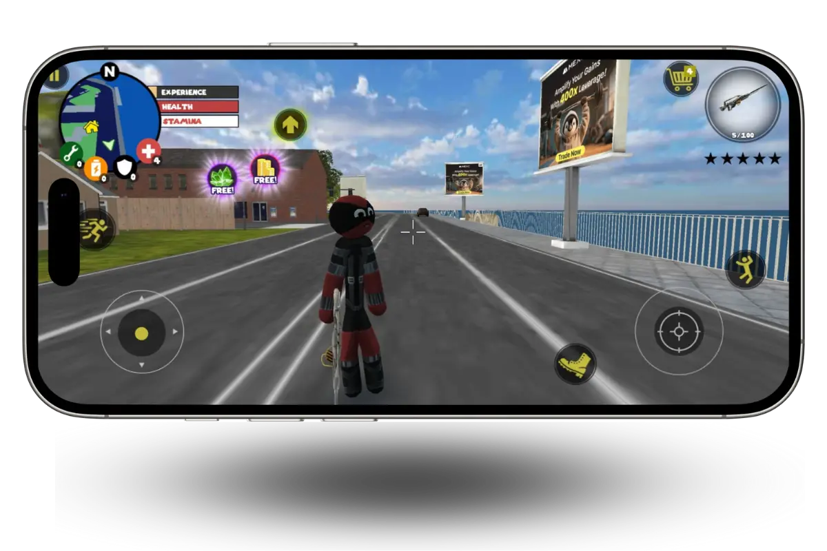 Download Stickman Rope Hero Mod Apk (unlimited money & gems) 2025 8 stickman roaming the in streets of stickman rope hero