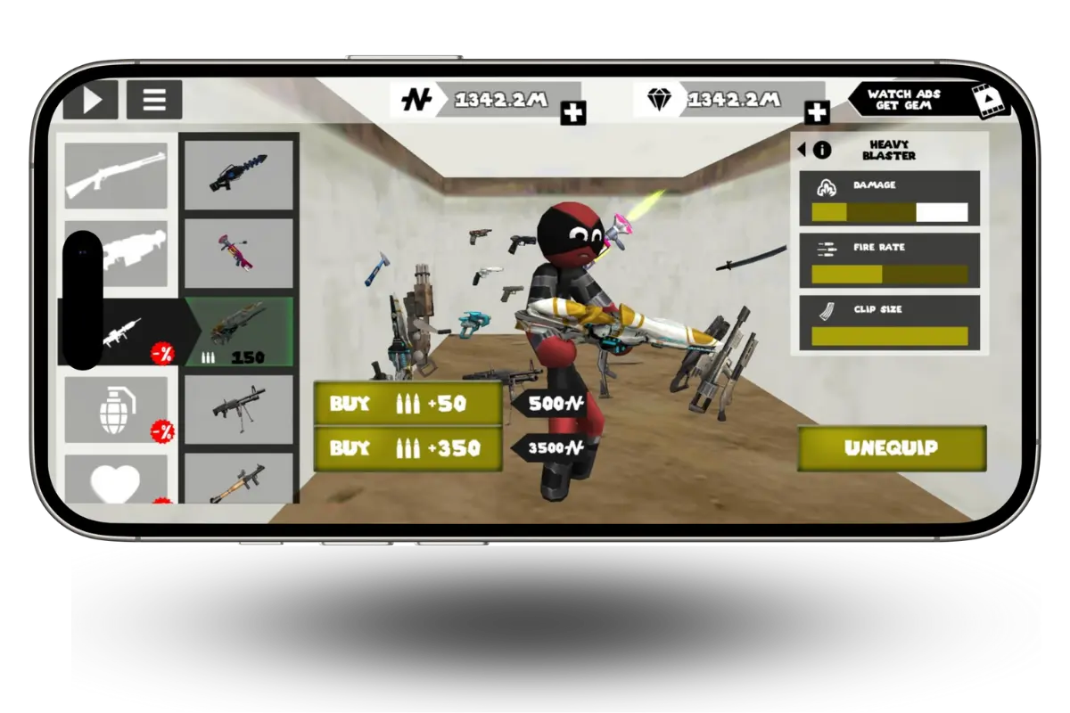 Download Stickman Rope Hero Mod Apk (unlimited money & gems) 2025 11 weapon inventory in stickman rope hero mod apk